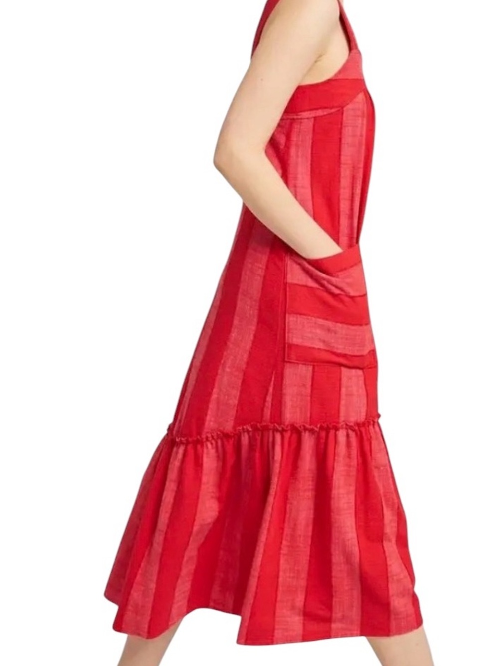 Mauve Bright Red & Red Striped Sleeveless Midi Dress Size Small - Picture 3 of 14